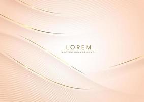 Abstract background soft brown luxury banner template wave layer with golden elegant lines wave. Luxury concept design. vector