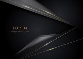 Abstract template black and grey geometric oblique with golden line layer on black background. vector