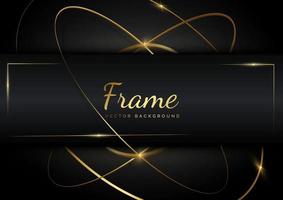 Abstract luxury gold rings overlapping background with light effect. Frame background. vector