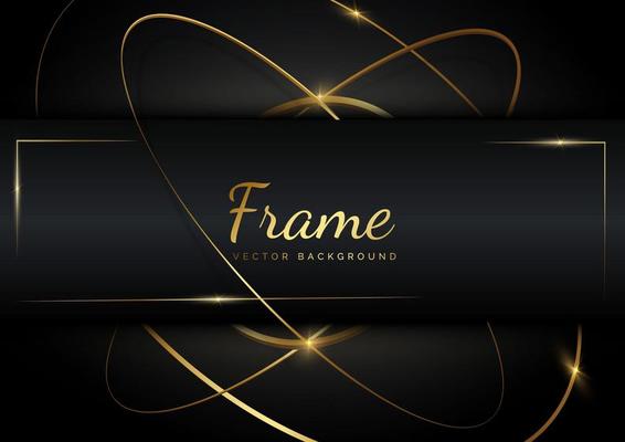 Abstract luxury gold rings overlapping background with light effect. Frame background.
