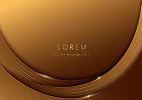 Diseño de plantilla de lujo moderno 3d forma curva dorada y marrón y fondo de línea curva dorada.