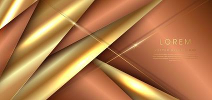 Abstract template 3d golden and brown layer triangles background with golden line. Luxury style. vector