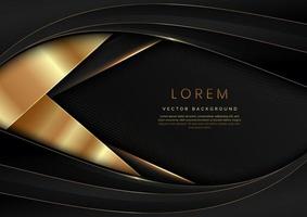 3D modern luxury template design black and grey curved shape and golden curved line background. vector