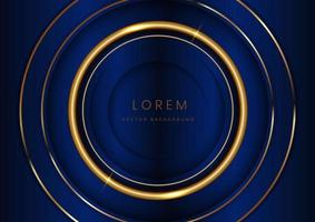 Abstract background 3D elegant dark blue circle overlap with golden lines circle luxury style. vector