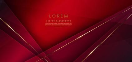 Abstract template red elegant geometric diagonal background with golden line. Luxury style. vector