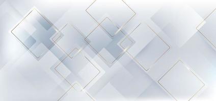 Abstract luxury background white and grey squares overlapping and gold elegant squares lines. vector