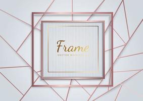 Abstract luxury rose gold geometric triangles line on white background. Frame square. vector