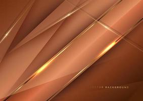 Abstract luxury brown elegant geometric diagonal overlay layer background with golden lines. vector