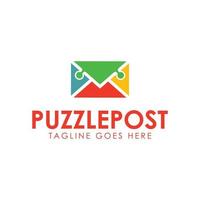 Puzzle Post logo design template simple and unique. perfect for business, company, mobile, app icon, etc. vector