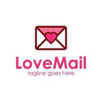 plantilla de diseño de logotipo de correo de amor con icono de hogar simple y único. perfecto para negocios, empresa, tienda, móvil, aplicación, icono, etc. vector