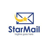 Star Mail logo design template with a star icon, simple and unique. perfect for business, finance, mobile, app, etc. vector