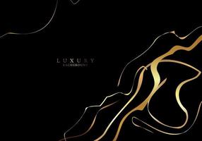 Abstract elegant golden liquid smooth ink lines on black background vector