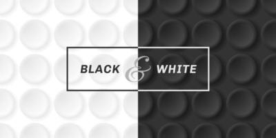 3D black and white circles embossed seamless pattern background vector