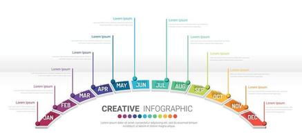 Infographic elements half circle design for all month planners. vector