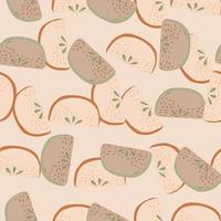 Random pink pastel palette seamless pattern with apple slices silhouettes. Summer print. vector