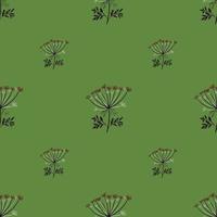 patrón sin fisuras de la naturaleza con elementos creativos de milenrama. fondo verde telón de fondo botánico de pradera.