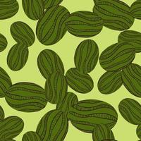 Hand drawn food seamless pattern with random fresh green watermelon silhouettes. Light background. vector