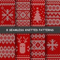 seamless red and white knitted background vector