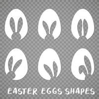 Easter eggs shapes with bunny ears silhouette - set vector