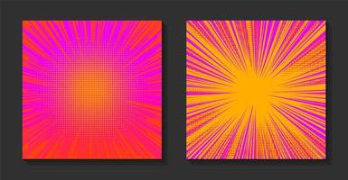 Pop art comic sunburst background. Retro rays, bright sunbeams with dots. vector