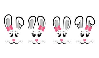 Set of Easter bunnies with bows. Easter Bunnies vector