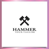 Flat black hammer  logo premium elegant template vector eps 10