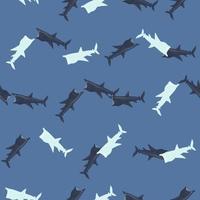 Basking shark seamless pattern in scandinavian style. Marine animals background. Vector illustration for children funny textile.