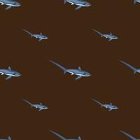 Thresher shark seamless pattern in scandinavian style. Marine animals background. Vector illustration for children funny textile.