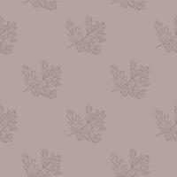 Seamless pattern wormwood on pastel brown background. Beautiful plant ornament. Geometrical texture template for fabric. vector