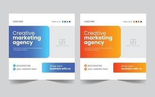 agencia de marketing digital moderna creativa publicación en redes sociales o plantilla de diseño de banner promocional vector