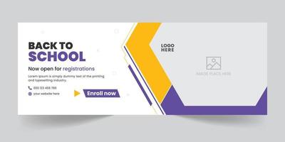 Back to school social media timeline cover design or promo web banner design layout pro download vector