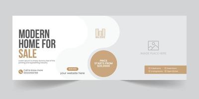 Real estate business modern creative social media timeline cover or promotional web banner design template pro download vector