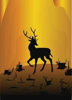 wildlife reindeer silhouette forest landscape black and yellow vector