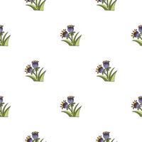 Summer seamless pattern with isolated blue bell print. White background. Cute field flowers artwork. vector