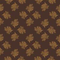 Autumn seamless pattern with simple style tree silhouettes shapes. Brown background. Decorative shapes. vector