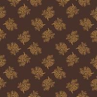 Autumn seamless pattern with simple style tree silhouettes shapes. Brown background. Decorative shapes. vector