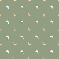 Seamless pattern of goose. Domestic animals on colorful background. Vector illustration for textile.