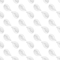 Simple black leaf seamless pattern on white background. Abstract foliage wallpaper. vector