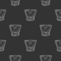 Drinking glass seamless pattern on black background. Restaurant and bar menu concept. vector