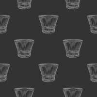 Drinking glass seamless pattern on black background. Restaurant and bar menu concept. vector