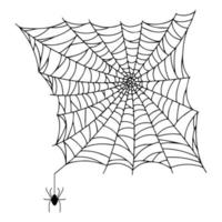 Spider web isolated on white background. Spooky cobwebs with spiders. vector