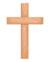 Wooden cross isolated on white background. Religious symbols in flat style. vector