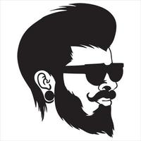 man head face With Beard Mustache and glasses vector