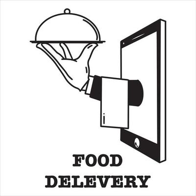 vector illustration of food delivery outline from mobile phone