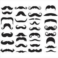 collection of mustache shape silhouettes of men vector