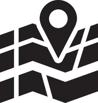 Map with  pin pointers. Icon on white background