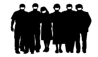 Vector material  silhouettes of people wearing masks, people
