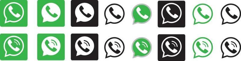Whatsapp logo set. WhatsApp Set of social media logos. Vectro modern phone icon in bubble speech vector