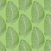 Organic palm leaf seamless pattern with hand drawn foliage print. Simple color background. Vector illustration for seasonal textile.