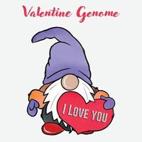 Genome Watercolor Clipart with Heart for Valentines Day Vector Template